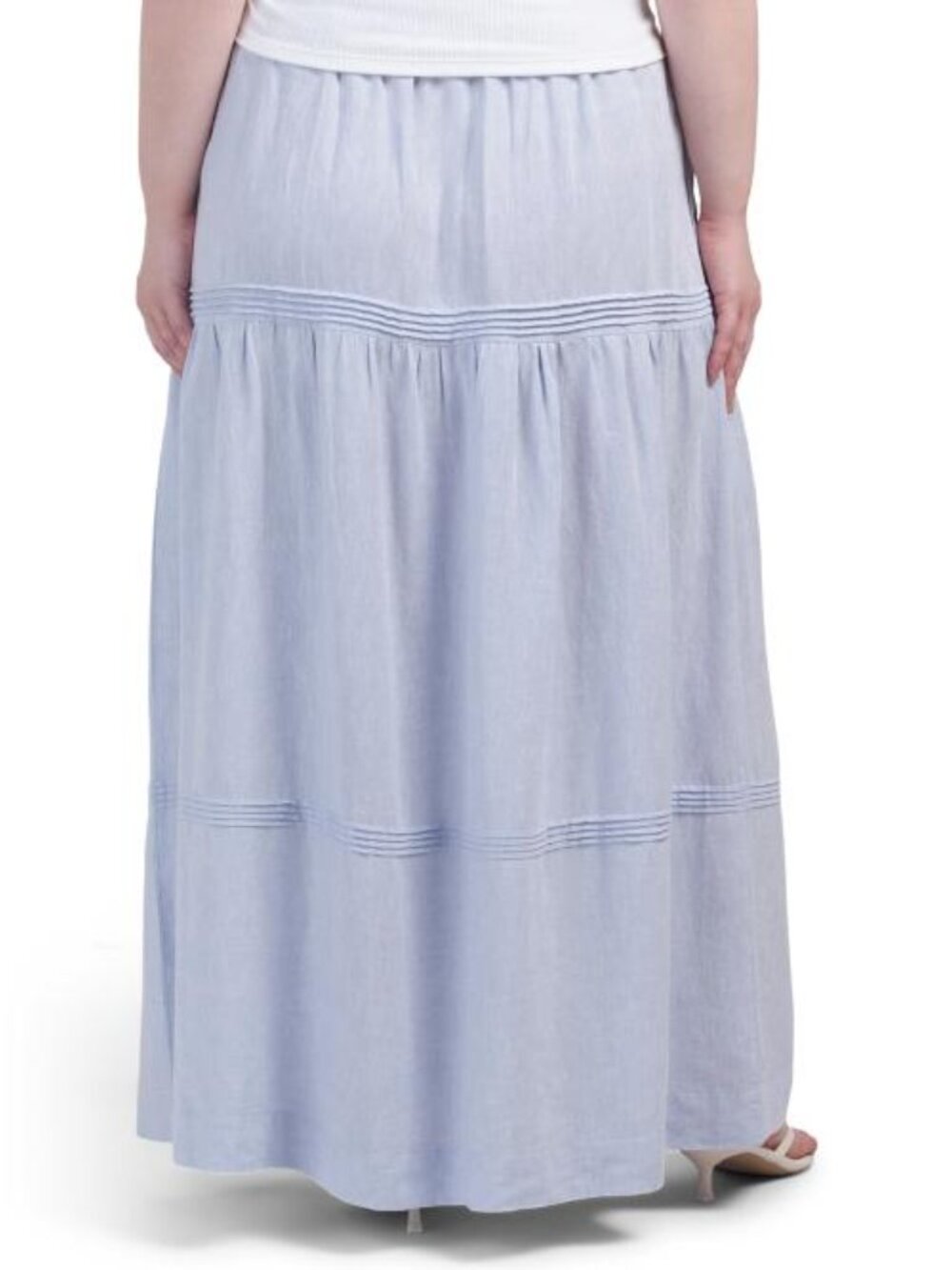 RACHEL ZOE Linen Blend Tiered Skirt With Pintuck Pleats - Picture 2 of 4